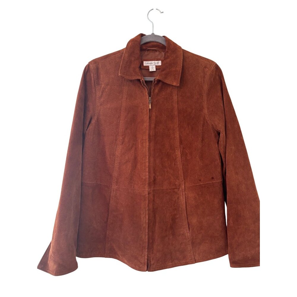 Coldwater Creek Womens Brown Suede Zip-Up Jacket Size S